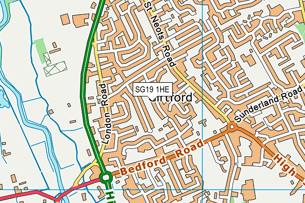 SG19 1HE map - OS VectorMap District (Ordnance Survey) SG19 1HE map - OS VectorMap District (Ordnance Survey)