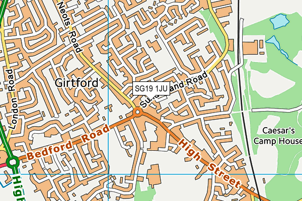 SG19 1JU map - OS VectorMap District (Ordnance Survey) SG19 1JU map - OS VectorMap District (Ordnance Survey)