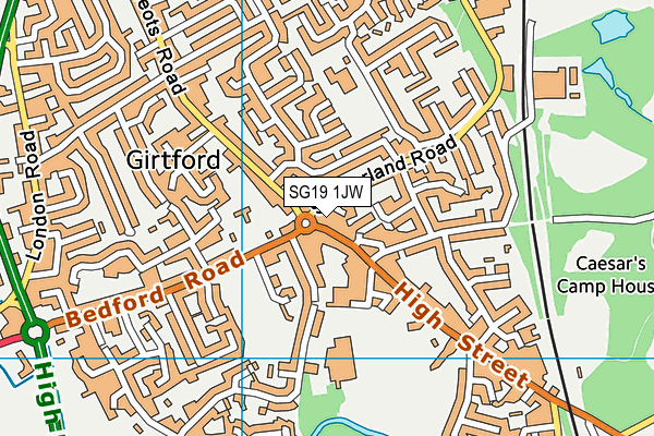 SG19 1JW map - OS VectorMap District (Ordnance Survey) SG19 1JW map - OS VectorMap District (Ordnance Survey)