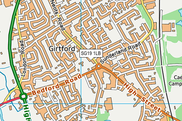 SG19 1LB map - OS VectorMap District (Ordnance Survey)