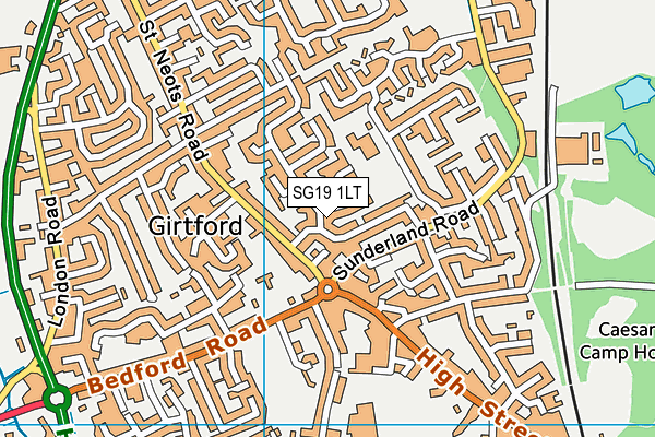 SG19 1LT map - OS VectorMap District (Ordnance Survey) SG19 1LT map - OS VectorMap District (Ordnance Survey)