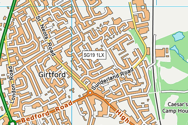 SG19 1LX map - OS VectorMap District (Ordnance Survey) SG19 1LX map - OS VectorMap District (Ordnance Survey)