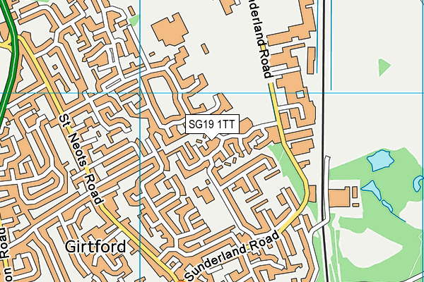 SG19 1TT map - OS VectorMap District (Ordnance Survey)