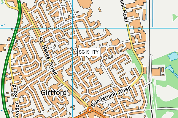 SG19 1TY map - OS VectorMap District (Ordnance Survey) SG19 1TY map - OS VectorMap District (Ordnance Survey)