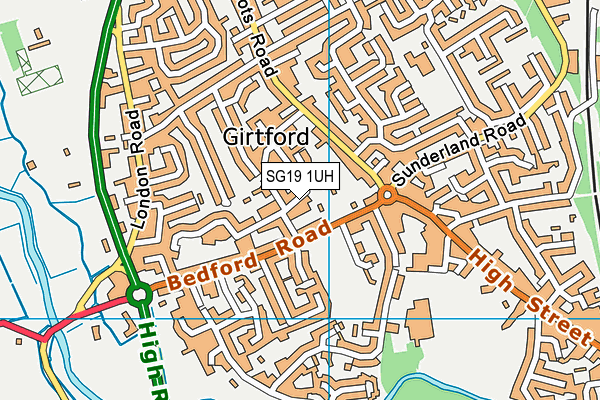 SG19 1UH map - OS VectorMap District (Ordnance Survey) SG19 1UH map - OS VectorMap District (Ordnance Survey)