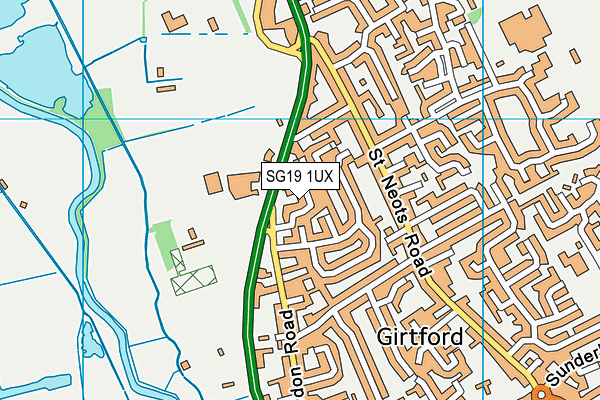 SG19 1UX map - OS VectorMap District (Ordnance Survey) SG19 1UX map - OS VectorMap District (Ordnance Survey)