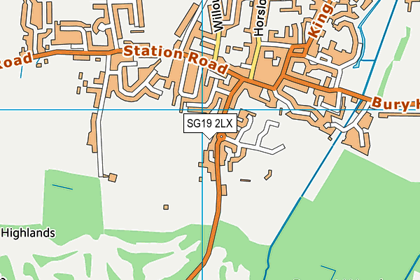 SG19 2LX map - OS VectorMap District (Ordnance Survey) SG19 2LX map - OS VectorMap District (Ordnance Survey)