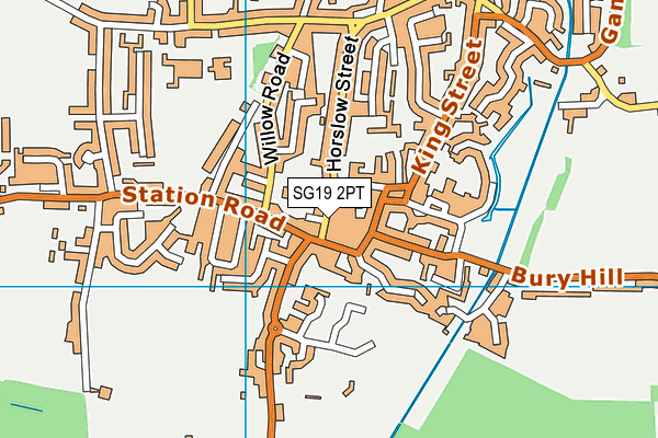 SG19 2PT map - OS VectorMap District (Ordnance Survey)