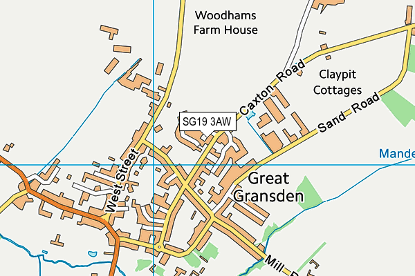 SG19 3AW map - OS VectorMap District (Ordnance Survey)