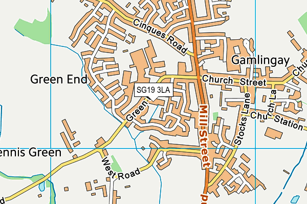 SG19 3LA map - OS VectorMap District (Ordnance Survey)