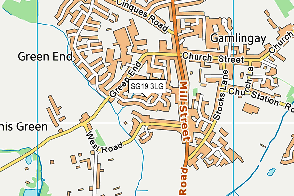 SG19 3LG map - OS VectorMap District (Ordnance Survey)
