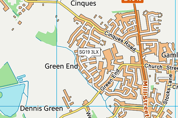 SG19 3LX map - OS VectorMap District (Ordnance Survey) SG19 3LX map - OS VectorMap District (Ordnance Survey)