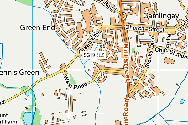 SG19 3LZ map - OS VectorMap District (Ordnance Survey) SG19 3LZ map - OS VectorMap District (Ordnance Survey)