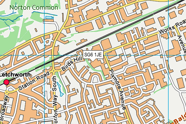 SG6 1JE map - OS VectorMap District (Ordnance Survey)