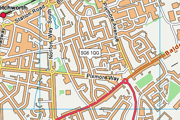 SG6 1QG map - OS VectorMap District (Ordnance Survey)