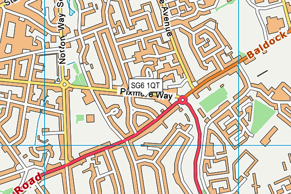 SG6 1QT map - OS VectorMap District (Ordnance Survey)