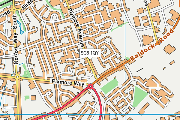 SG6 1QY map - OS VectorMap District (Ordnance Survey)