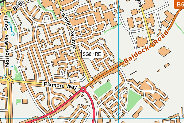 SG6 1RE map - OS VectorMap District (Ordnance Survey) SG6 1RE map - OS VectorMap District (Ordnance Survey)