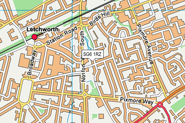 SG6 1RZ map - OS VectorMap District (Ordnance Survey)