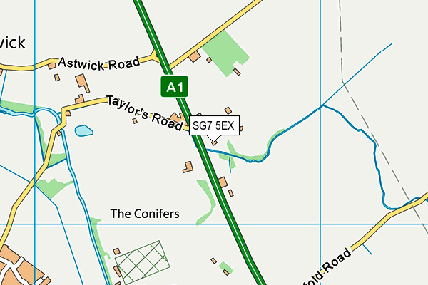 SG7 5EX map - OS VectorMap District (Ordnance Survey) SG7 5EX map - OS VectorMap District (Ordnance Survey)