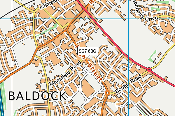 SG7 6BG map - OS VectorMap District (Ordnance Survey)