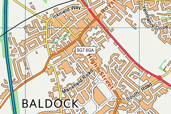 SG7 6GA map - OS VectorMap District (Ordnance Survey) SG7 6GA map - OS VectorMap District (Ordnance Survey)