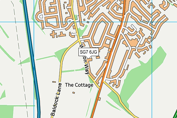 SG7 6JG map - OS VectorMap District (Ordnance Survey)