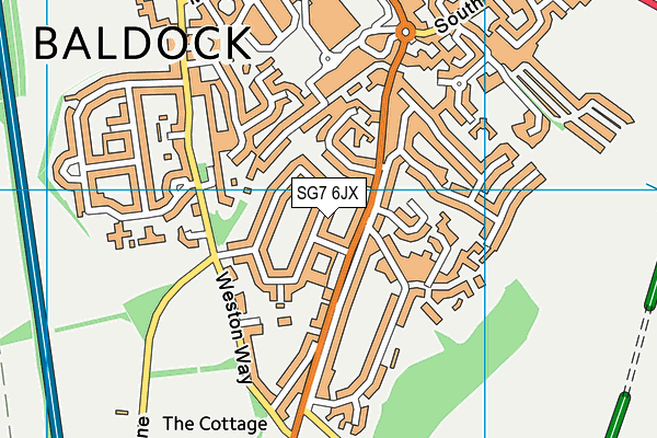 SG7 6JX map - OS VectorMap District (Ordnance Survey)