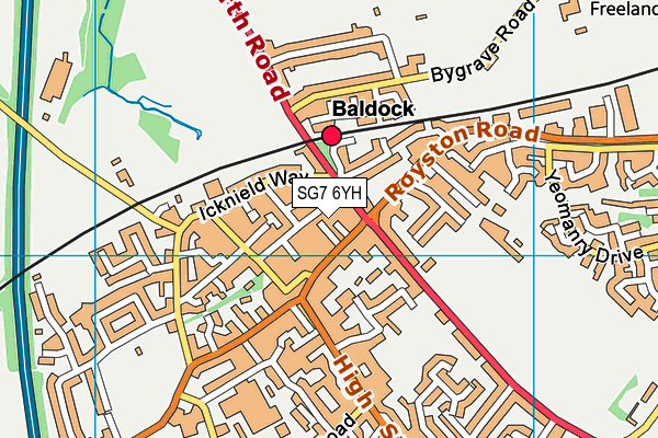 SG7 6YH map - OS VectorMap District (Ordnance Survey)