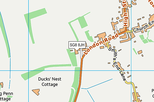 SG8 8JH map - OS VectorMap District (Ordnance Survey)