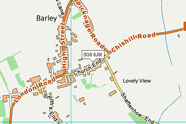 SG8 8JW map - OS VectorMap District (Ordnance Survey)