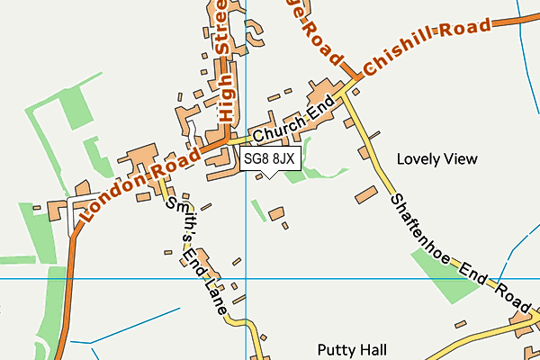 SG8 8JX map - OS VectorMap District (Ordnance Survey)