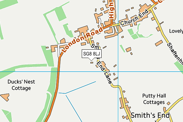 SG8 8LJ map - OS VectorMap District (Ordnance Survey) SG8 8LJ map - OS VectorMap District (Ordnance Survey)