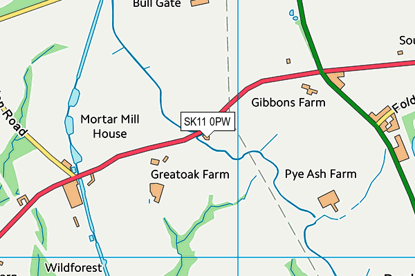 SK11 0PW map - OS VectorMap District (Ordnance Survey) SK11 0PW map - OS VectorMap District (Ordnance Survey)
