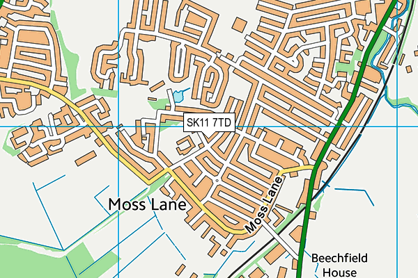 SK11 7TD map - OS VectorMap District (Ordnance Survey)