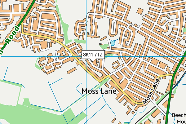 SK11 7TZ map - OS VectorMap District (Ordnance Survey)