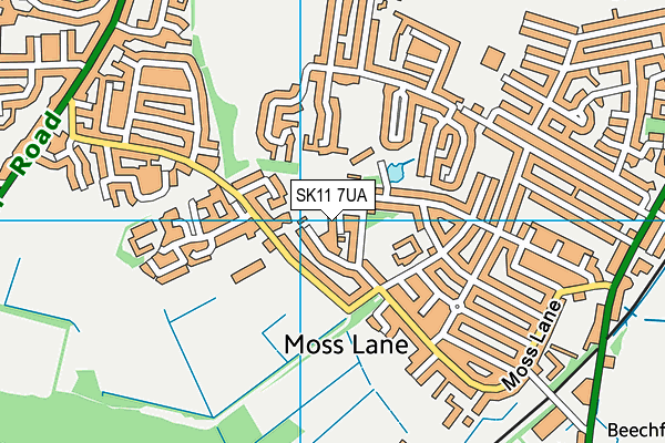 SK11 7UA map - OS VectorMap District (Ordnance Survey)