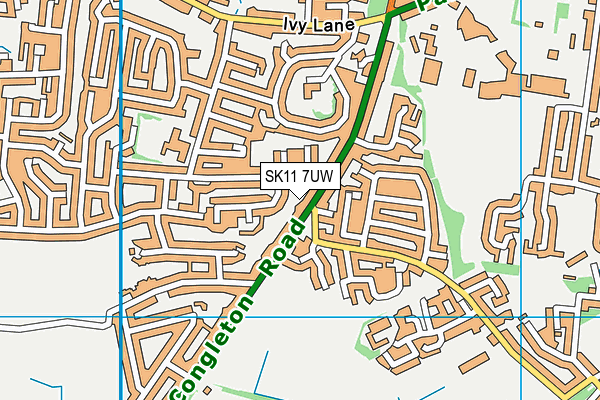 SK11 7UW map - OS VectorMap District (Ordnance Survey)