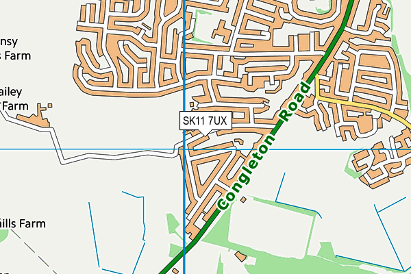 SK11 7UX map - OS VectorMap District (Ordnance Survey) SK11 7UX map - OS VectorMap District (Ordnance Survey)
