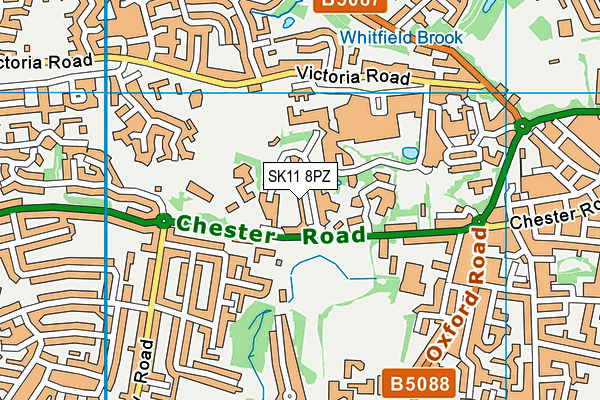 SK11 8PZ map - OS VectorMap District (Ordnance Survey) SK11 8PZ map - OS VectorMap District (Ordnance Survey)