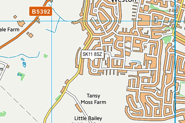 SK11 8SZ map - OS VectorMap District (Ordnance Survey)
