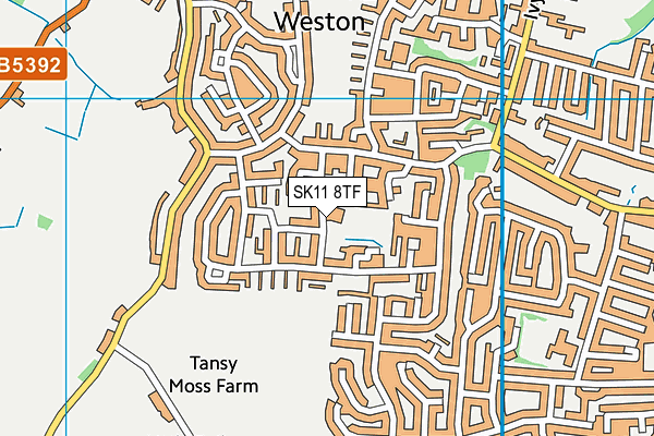 SK11 8TF map - OS VectorMap District (Ordnance Survey) SK11 8TF map - OS VectorMap District (Ordnance Survey)