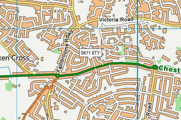 SK11 8TY map - OS VectorMap District (Ordnance Survey) SK11 8TY map - OS VectorMap District (Ordnance Survey)