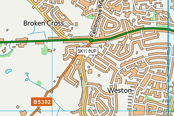SK11 8UP map - OS VectorMap District (Ordnance Survey)