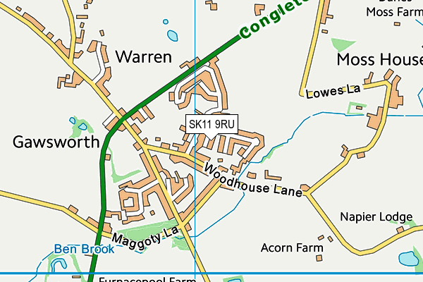SK11 9RU map - OS VectorMap District (Ordnance Survey)