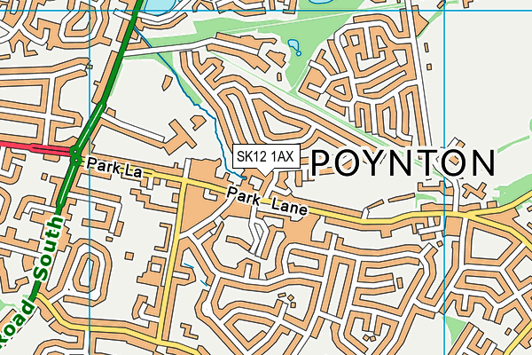 SK12 1AX map - OS VectorMap District (Ordnance Survey)