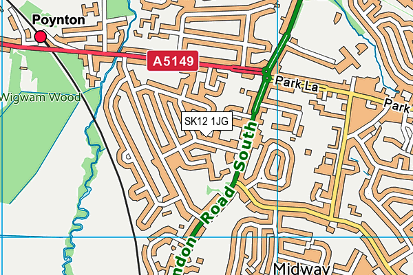 SK12 1JG map - OS VectorMap District (Ordnance Survey)