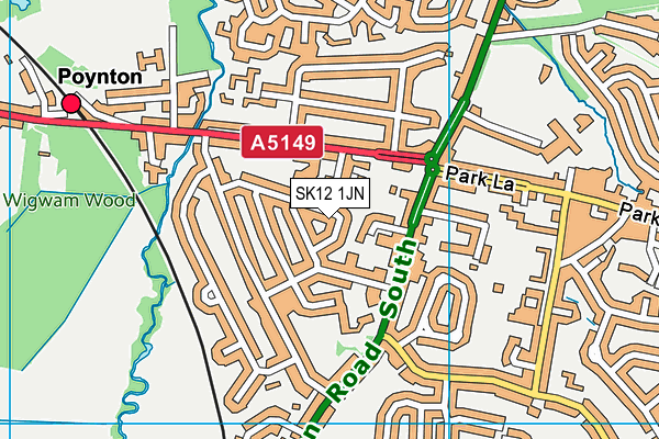 SK12 1JN map - OS VectorMap District (Ordnance Survey)