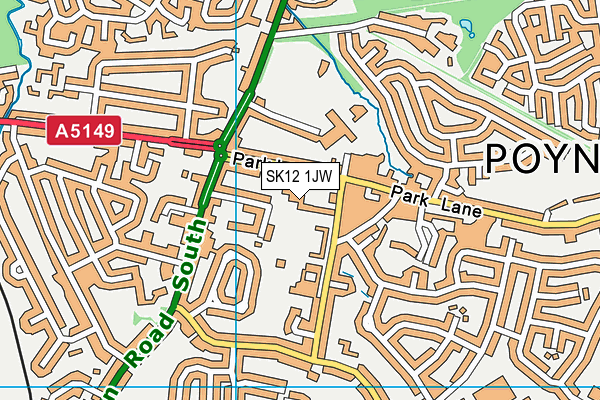 SK12 1JW map - OS VectorMap District (Ordnance Survey)