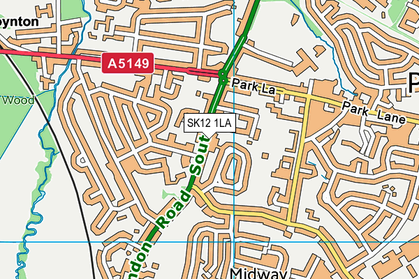 SK12 1LA map - OS VectorMap District (Ordnance Survey) SK12 1LA map - OS VectorMap District (Ordnance Survey)